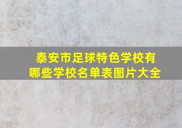 泰安市足球特色学校有哪些学校名单表图片大全