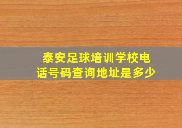 泰安足球培训学校电话号码查询地址是多少