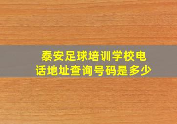 泰安足球培训学校电话地址查询号码是多少