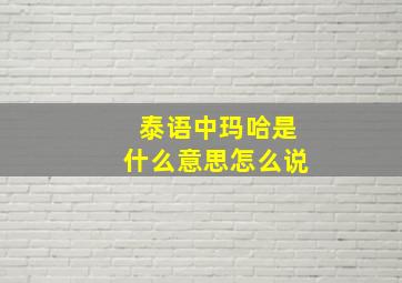 泰语中玛哈是什么意思怎么说