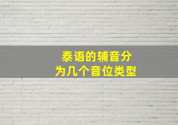 泰语的辅音分为几个音位类型