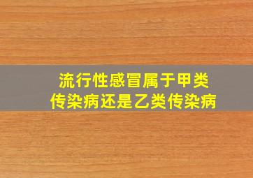 流行性感冒属于甲类传染病还是乙类传染病