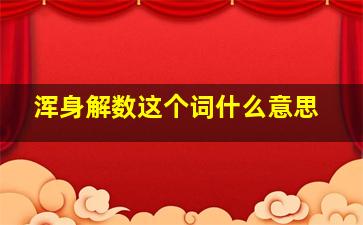 浑身解数这个词什么意思