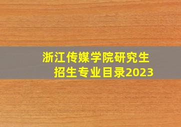 浙江传媒学院研究生招生专业目录2023