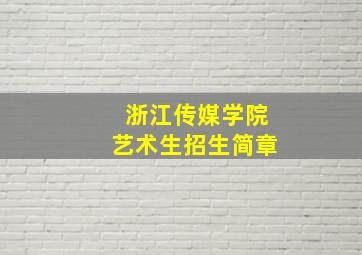 浙江传媒学院艺术生招生简章