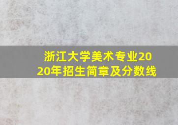 浙江大学美术专业2020年招生简章及分数线