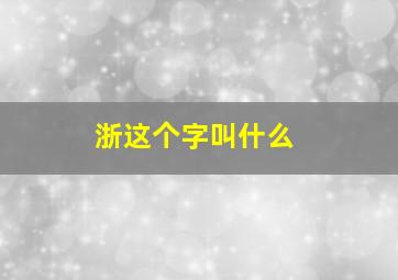 浙这个字叫什么