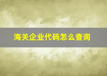 海关企业代码怎么查询