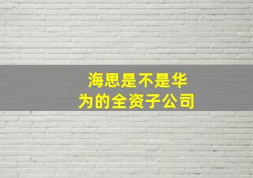 海思是不是华为的全资子公司