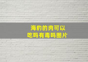 海豹的肉可以吃吗有毒吗图片