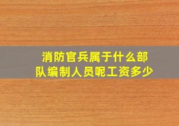 消防官兵属于什么部队编制人员呢工资多少