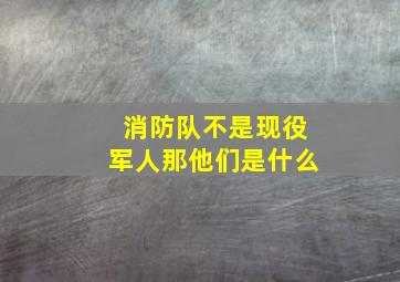 消防队不是现役军人那他们是什么