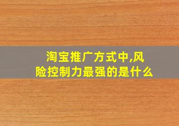 淘宝推广方式中,风险控制力最强的是什么