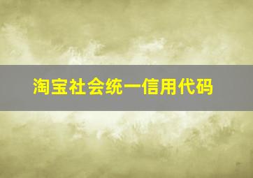 淘宝社会统一信用代码