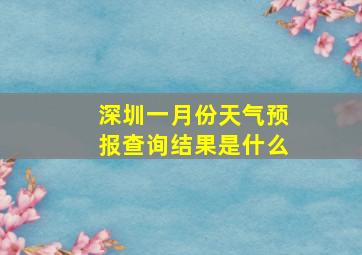 深圳一月份天气预报查询结果是什么