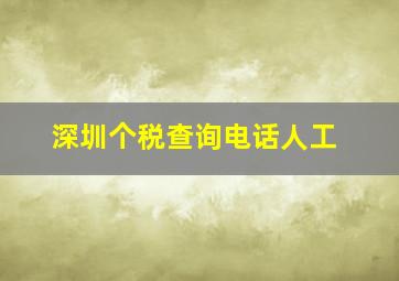 深圳个税查询电话人工