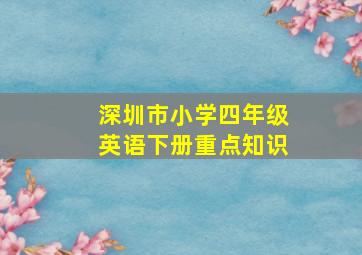 深圳市小学四年级英语下册重点知识