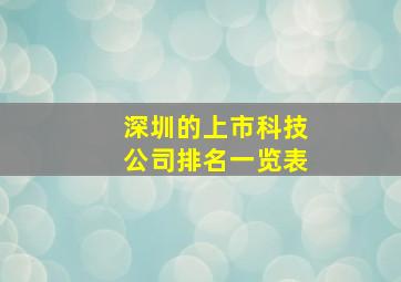 深圳的上市科技公司排名一览表