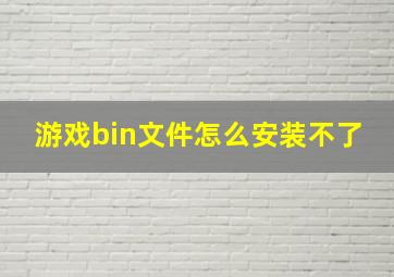 游戏bin文件怎么安装不了