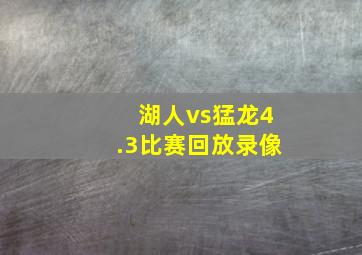 湖人vs猛龙4.3比赛回放录像