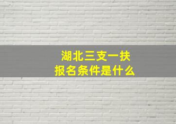 湖北三支一扶报名条件是什么