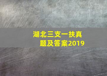 湖北三支一扶真题及答案2019