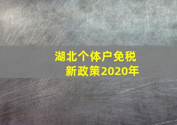 湖北个体户免税新政策2020年