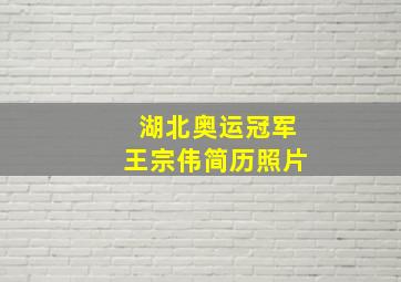 湖北奥运冠军王宗伟简历照片