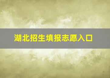 湖北招生填报志愿入口