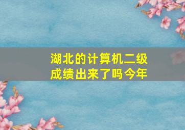 湖北的计算机二级成绩出来了吗今年