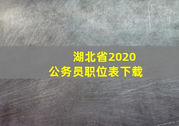 湖北省2020公务员职位表下载