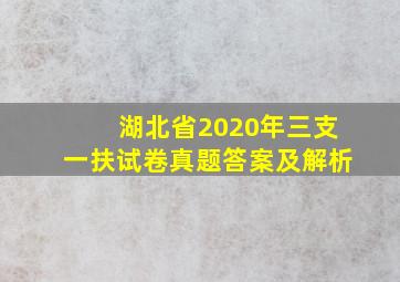 湖北省2020年三支一扶试卷真题答案及解析