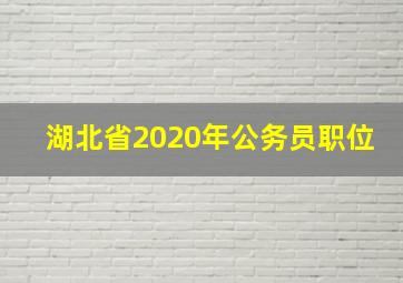 湖北省2020年公务员职位