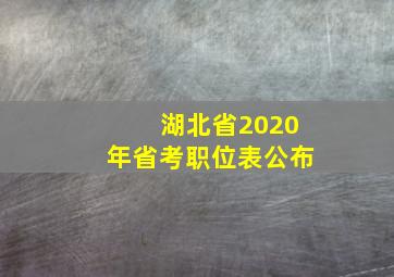 湖北省2020年省考职位表公布