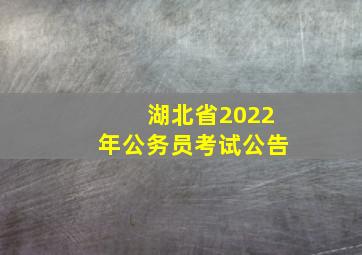 湖北省2022年公务员考试公告