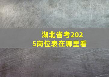 湖北省考2025岗位表在哪里看