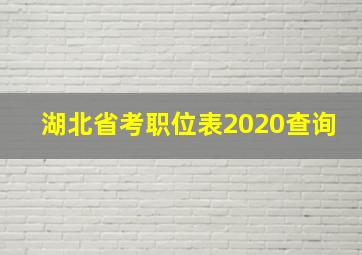 湖北省考职位表2020查询