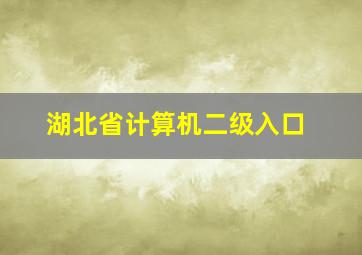 湖北省计算机二级入口