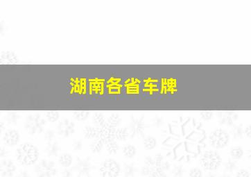 湖南各省车牌