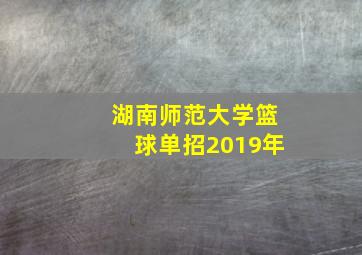 湖南师范大学篮球单招2019年