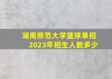 湖南师范大学篮球单招2023年招生人数多少