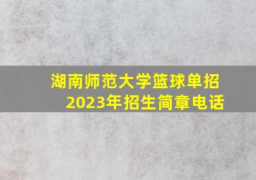 湖南师范大学篮球单招2023年招生简章电话