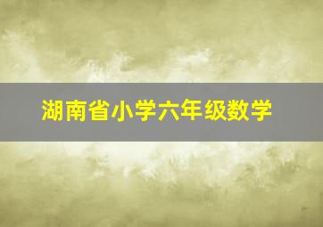 湖南省小学六年级数学