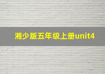 湘少版五年级上册unit4