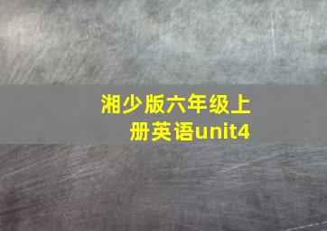 湘少版六年级上册英语unit4