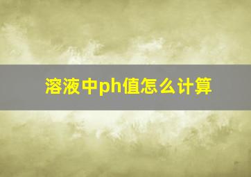 溶液中ph值怎么计算