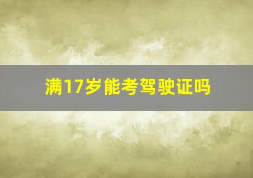 满17岁能考驾驶证吗