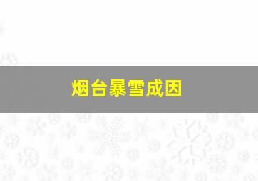 烟台暴雪成因