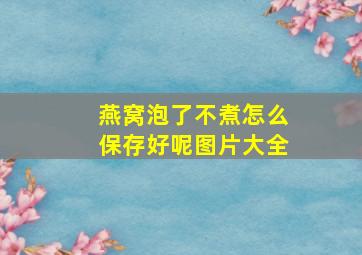 燕窝泡了不煮怎么保存好呢图片大全