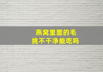 燕窝里面的毛挑不干净能吃吗